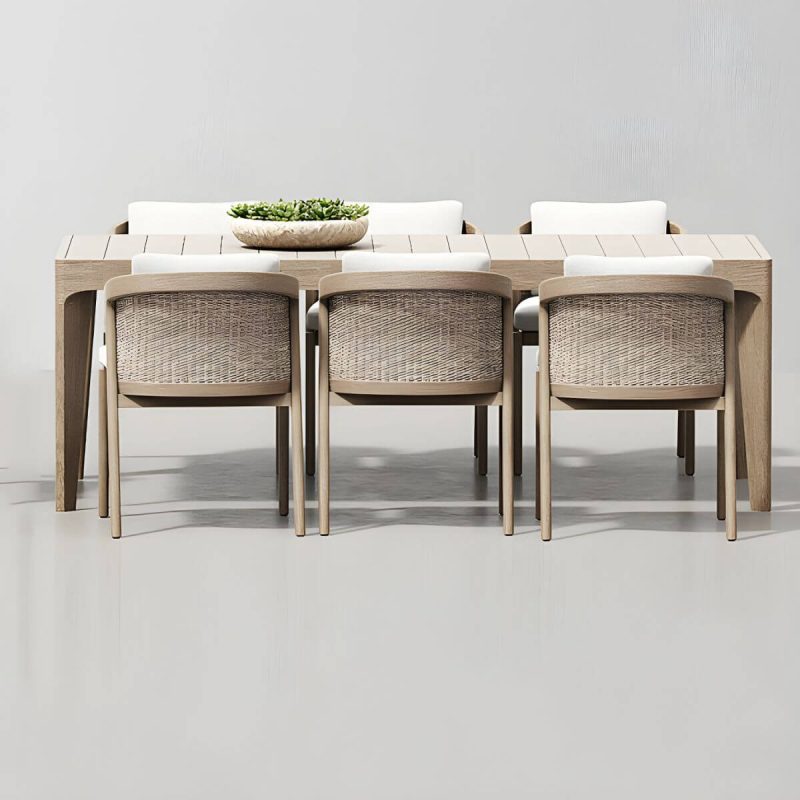 "Boho Style 1/7/9 Pcs Patio Dining Table Set Wood Patio Dining Table - Table & Chair(s) 240 x 100 x 75 cm 6 Brown"