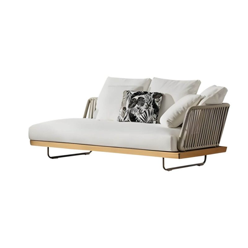 "Contemporary Water Resistant Solid Wood Patio Sofa with Cushions - Right Corner Sofa"