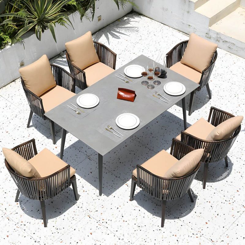 "Contemporary Style 1/5/7 Pcs Dining Set Stoner Dining Table Set - Table & Chair(s) 6 Rectangular Grey"
