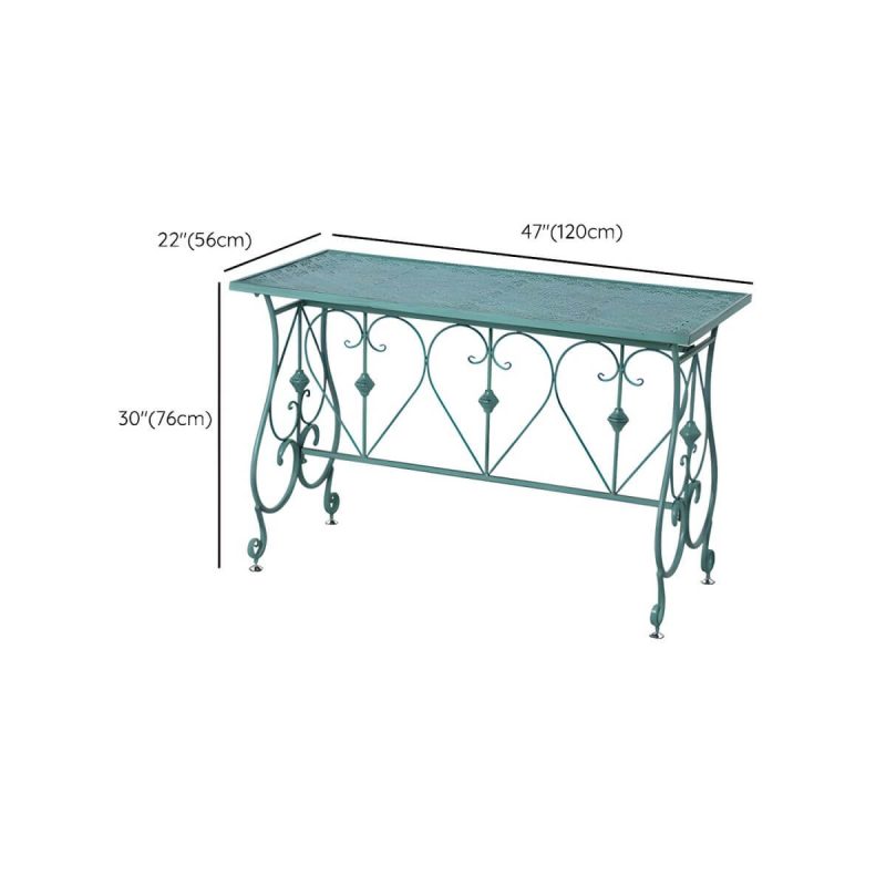 "Dimension of Modern Green Waterproof Courtyard Table Iron Rectangle Outdoor Table - Table Only"