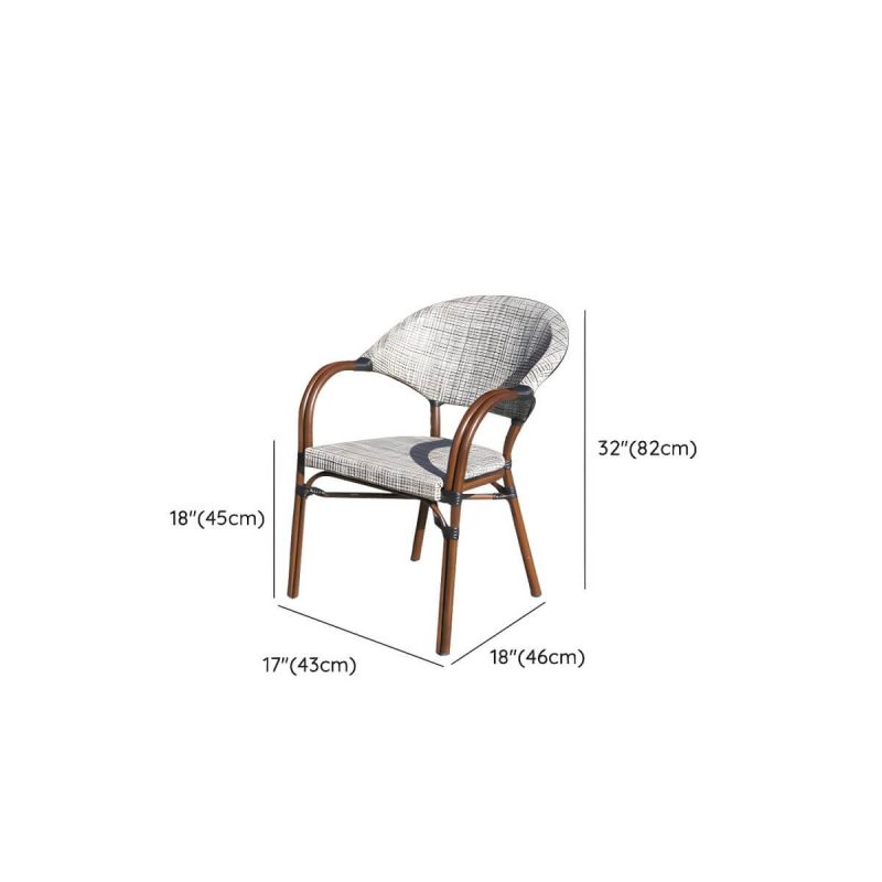 "Dimension of Modern Style Steel Frame UV and Water Protective Outdoor Dining Chair - 17"L x 18"W x 32"H 2 Piece Set"