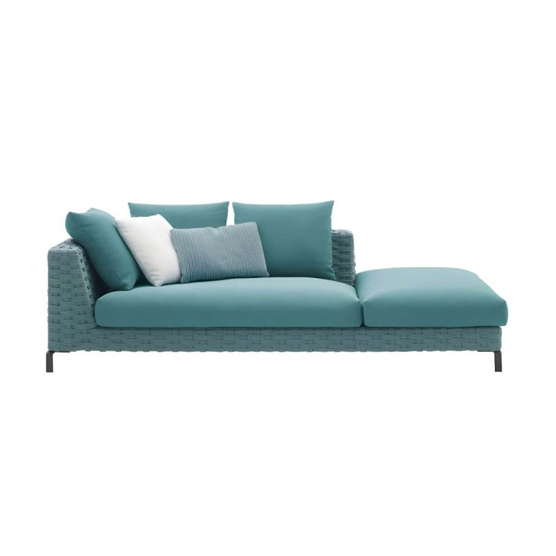 "Contemporary Water Resistant Symmetrical Patio Sofa with Cushions for Outdoor - Right Chaise Lounge"