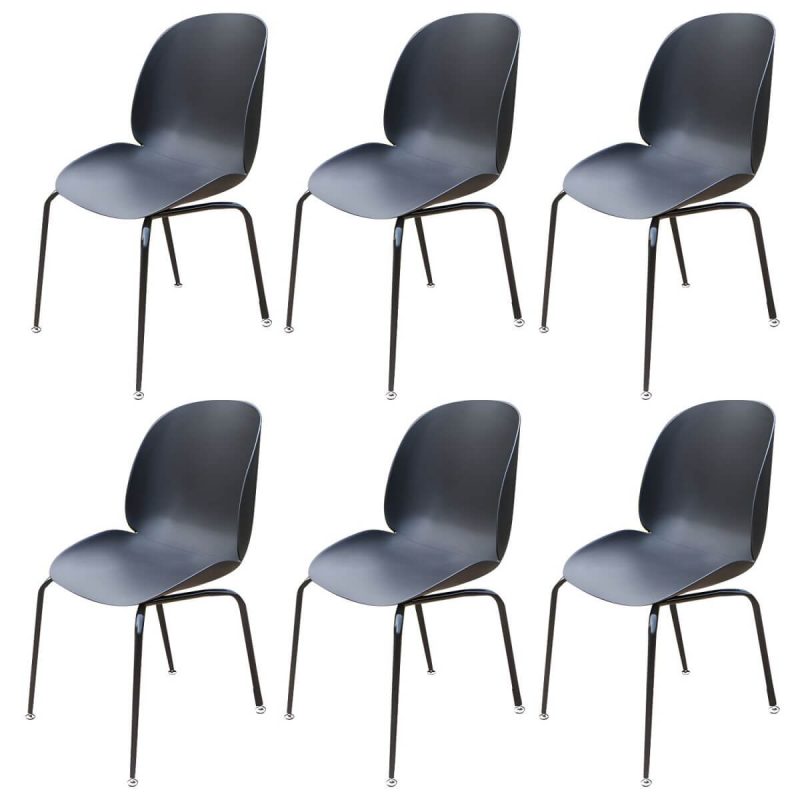 "Stacking Dining Armchair Contemporary Plastic Patio Arm Chair - 18"L x 17"W x 34"H 6 Piece Set"