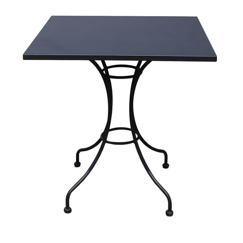 "Modern Geometric Waterproof Courtyard Table Metal Base Outdoor Table - Table Only Square Black 27.6"L x 27.6"W x 29.5"H"