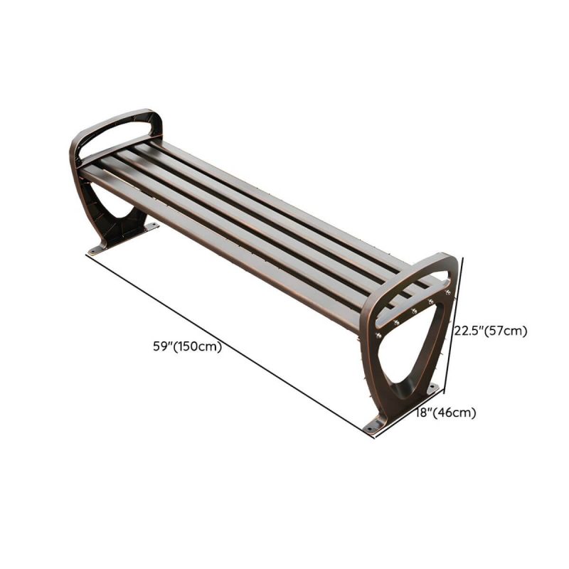 "Dimension of Metal Modern Park Bench with Legs Water Resistant for Outdoor - 59"L x 18"W x 22"H"