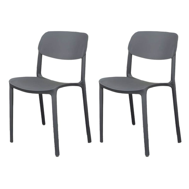 "Stacking Dining Armchair Contemporary Plastic Patio Arm Chair - 17"L x 17"W x 33"H 2 Piece Set"