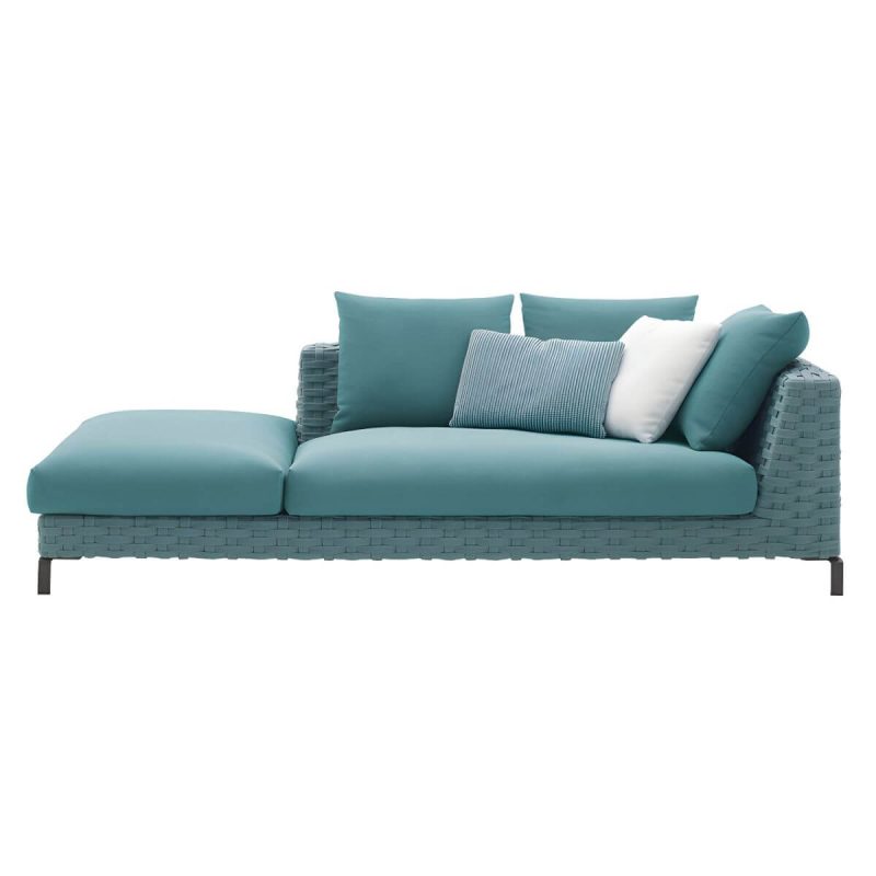 "Contemporary Water Resistant Symmetrical Patio Sofa with Cushions for Outdoor - Left Chaise Lounge"
