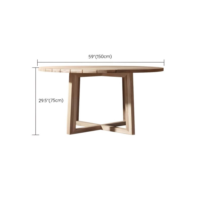 "Dimension of Teak Wood Mid-Century Modern Patio Dining Set in Natural Finish - Table 59.1"L x 59.1"W x 29.5"H"