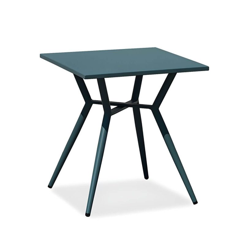 "Traditional Style Patio Table Metal Water Resistant Patio Table - Square Aqua Table Only"