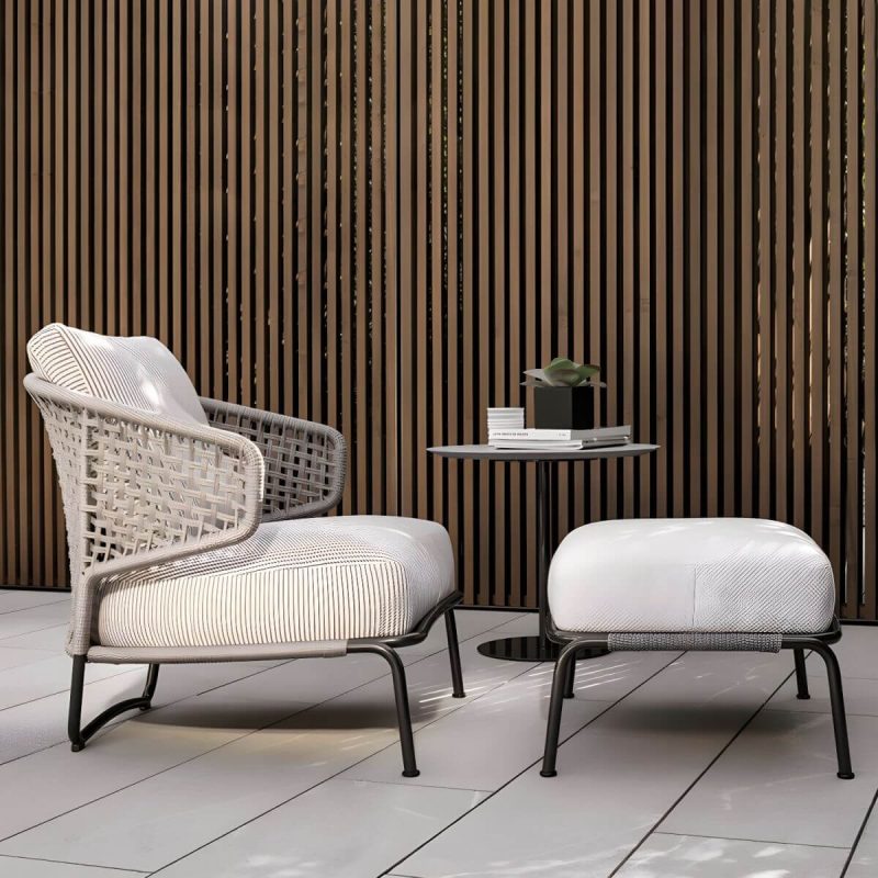 "Tropical Outdoor Chair with Removable Water Repellent Finish Cushion - 26"L x 28"W x 31"H Armless 4 Piece Set"
