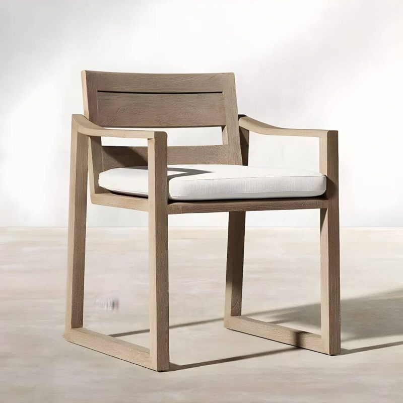"Teak Wood Mid-Century Modern Patio Dining Set in Natural Finish - Chair(s) 24"L x 24"W x 31"H"