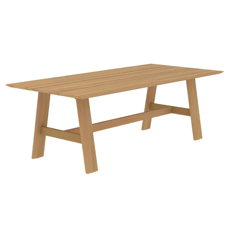 "Solid Wood Top Patio Table Contemporary Style Water Resistant Dining Table - 86.6"L x 39.4"W x 29.5"H Table Only"