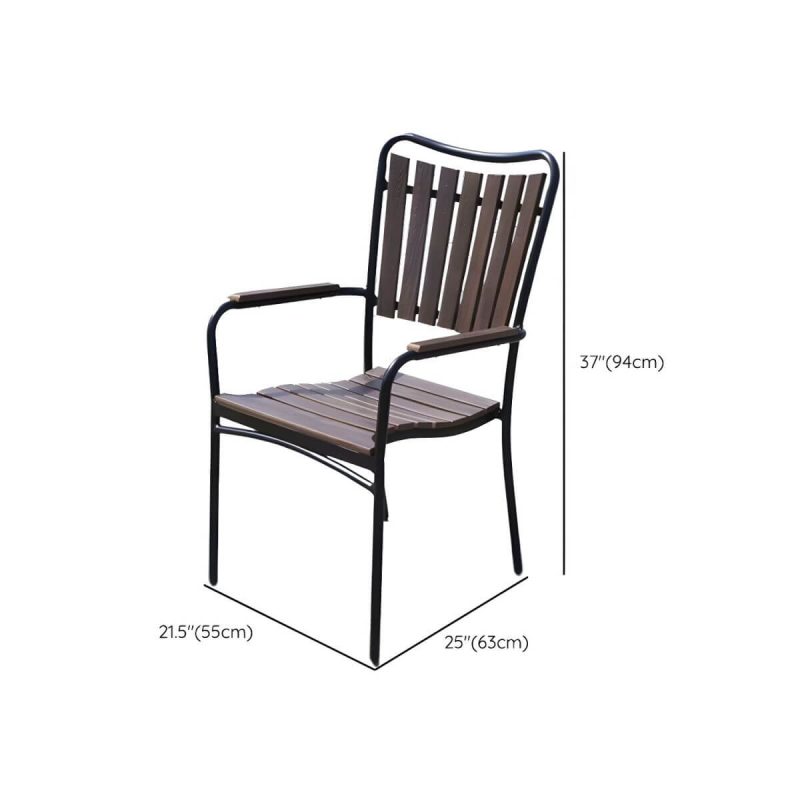 "Dimension of Traditional Dining Armchair Open Back Outdoors Dining Chairs in Brown - 22"L x 25"W x 37"H 2 Piece Set"