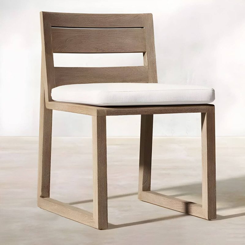 "Modern Dining Side Chairs Solid Wood Natural RemovableUV Protective Finish Cushion - Armless 1 Piece"