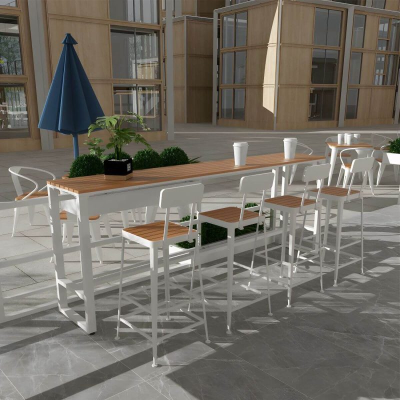 "Industrial Artificial Wood Bar Table Set 1/4/5 Pieces Counter Table Set for Outdoor - Table 47.2"L x 15.7"W x 41.3"H Zero Wood Color"