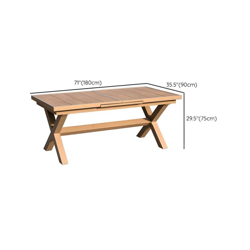 "Dimension of Contemporary Style Wood Natural Patio Table Rectangle Shape for Outdoor - Table Only 70.9"L x 35.4"W x 29.5"H Natural"