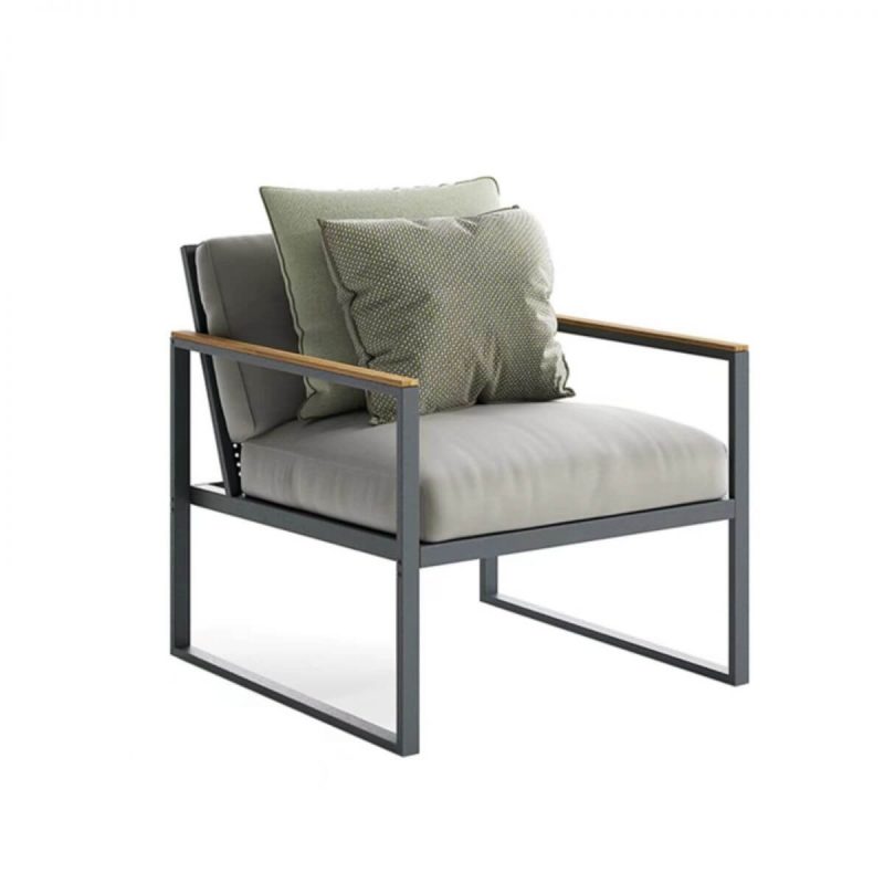 "Rustic 1 Piece Black Alloy Multi-seat Sofa Dove Grey Symmetrical Sofa, 3-Seater Sofa"