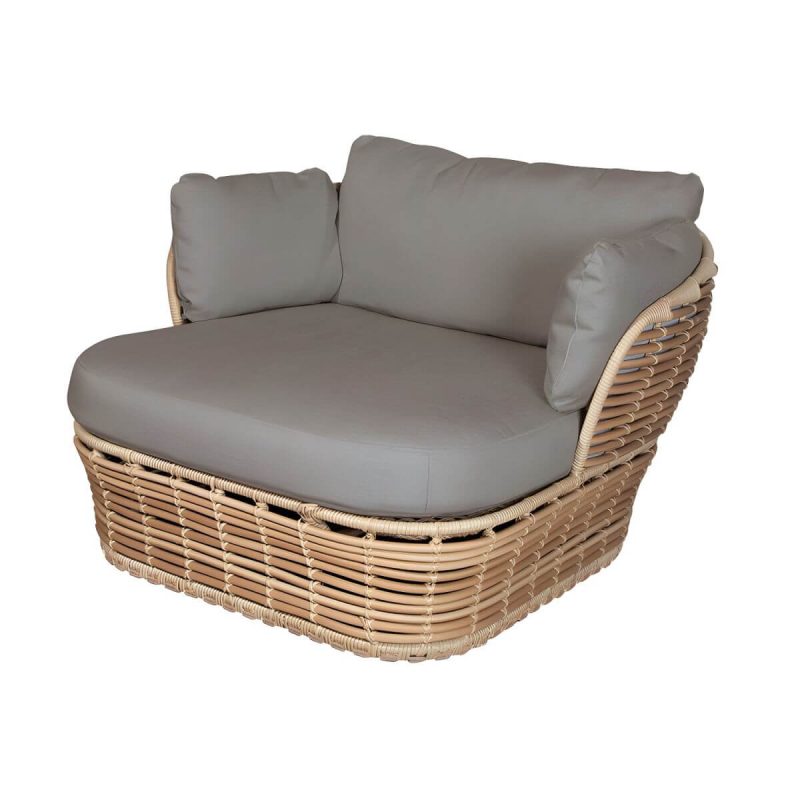 "Modern & Contemporary Outdoor Loveseat Wicker/Rattan Fabric With Cushions - Khaki 35"L x 31"W x 25"H"