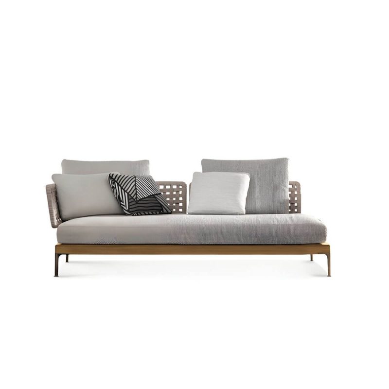 "Scandinavian Patio Sofa Water Resistant Gray Outdoor Patio Sofa - Right Corner Sofa Stainless Steel 55.1"L x 29.5"W x 25.6"H"