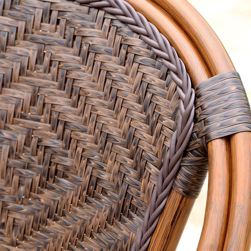 "Modern Brown Glass Top Patio Table Set Metal 4 Legs for Outdoor - Table & Chair(s) 31.5"L x 31.5"W x 28"H 4"