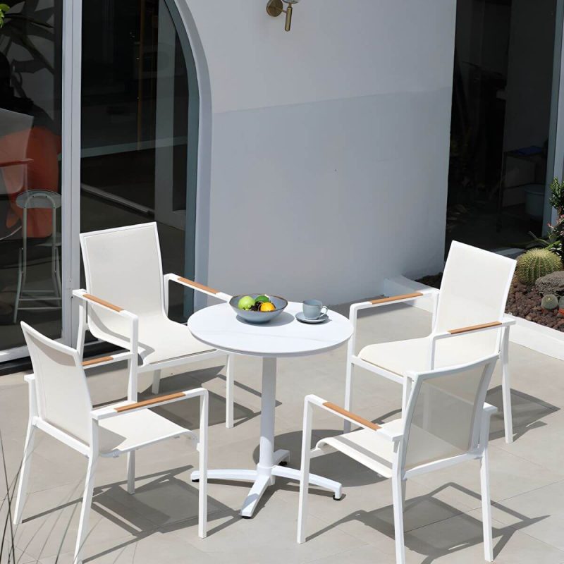 "2-Seater Patio Table with UV Resistant Contemporary Bistro Table - Table Only Natural/ White 31.5"L x 31.5"W x 29.5"H Square"