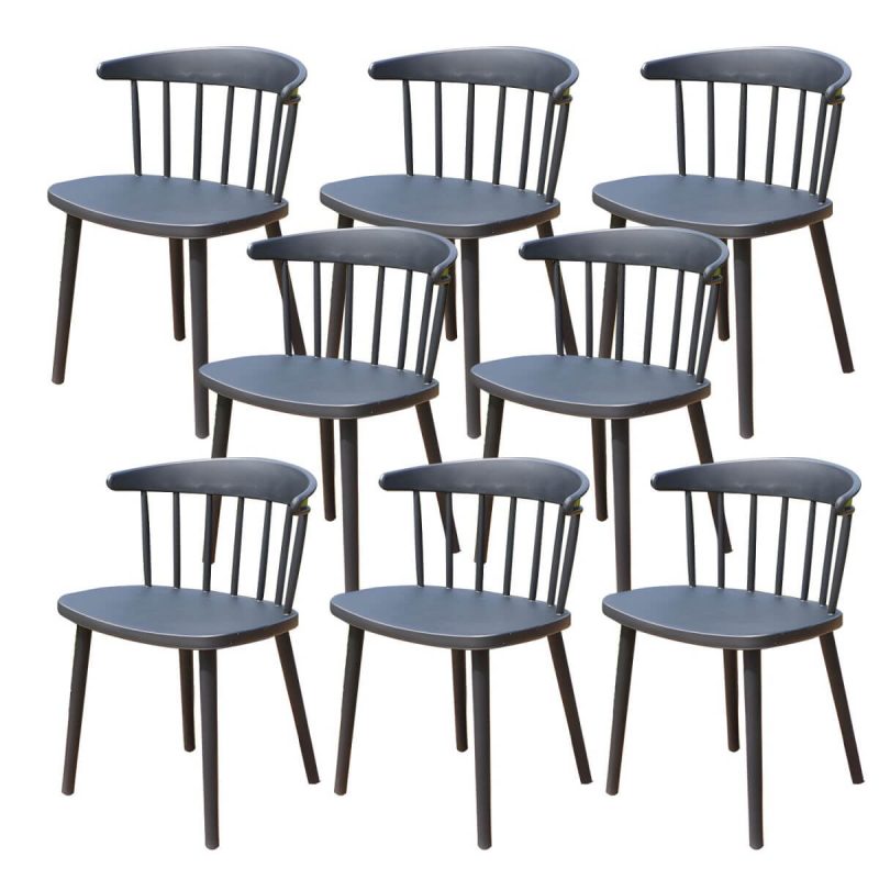 "Stacking Dining Armchair Contemporary Plastic Patio Arm Chair - 17"L x 15"W x 30"H 8 Piece Set"