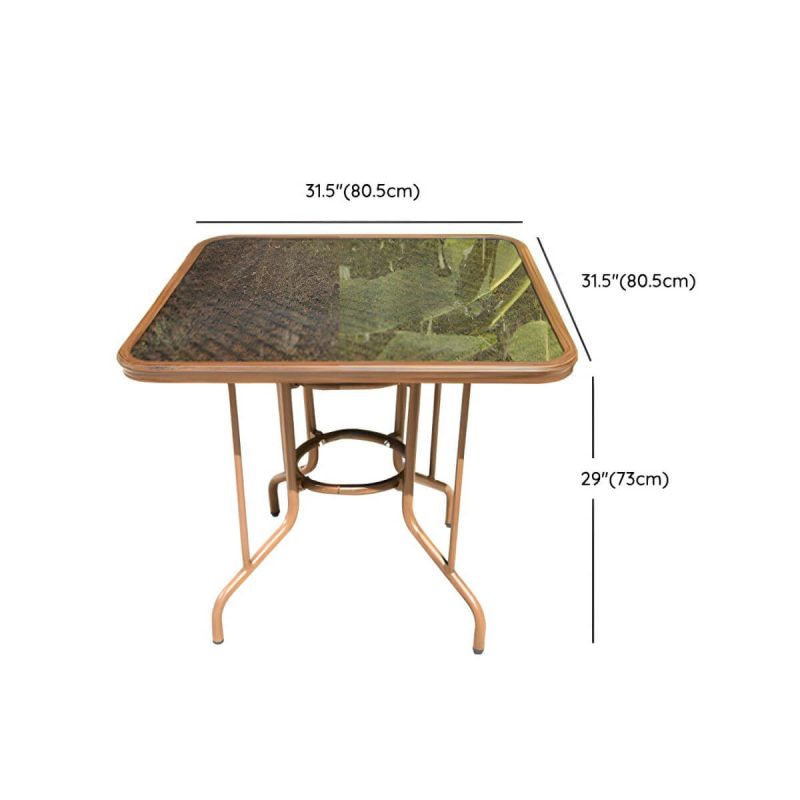 "Dimension of Contemporary Dining Table Set with Brown Woven Chair for Courtyard - Table & Chair(s) 32"L x 32"W x 29"H 4"