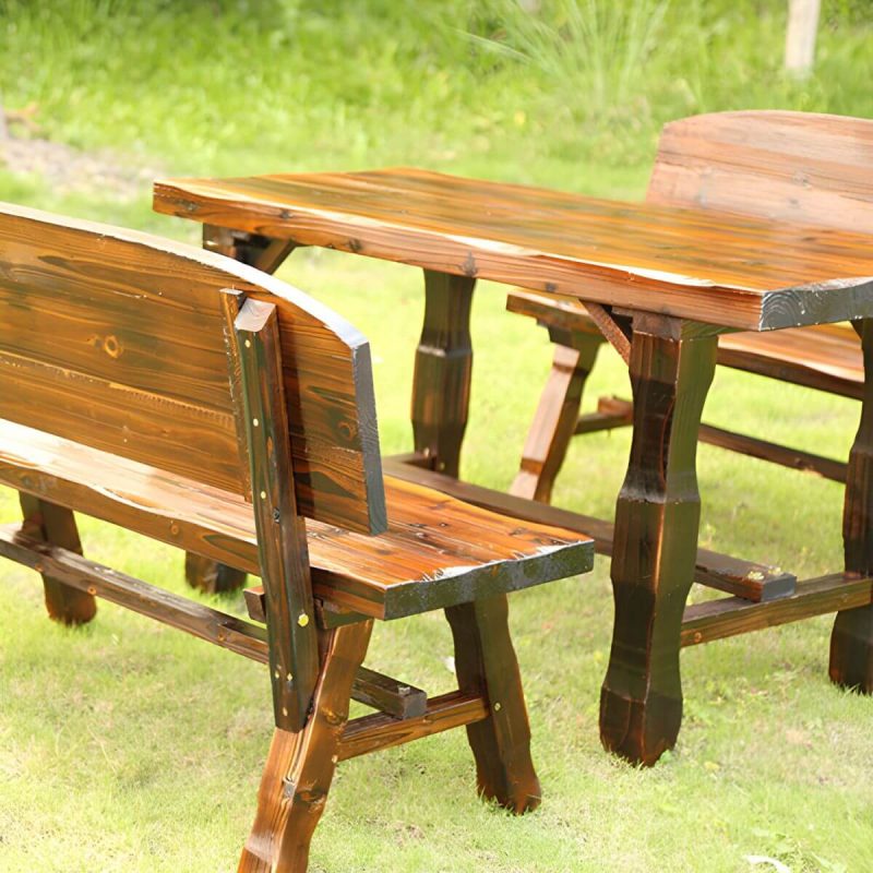 "Rustic Rectangle Balcony Table Solid Wood Accent Table for Patio - 63"L x 24"W x 28"H Table Only"