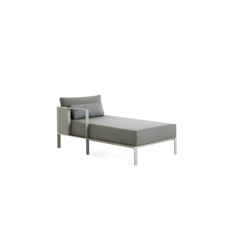 "Stainless Steel Frame Outdoor Sofa Industrial Water Resistant Patio Sofa with Cushion - Chaise Lounge"