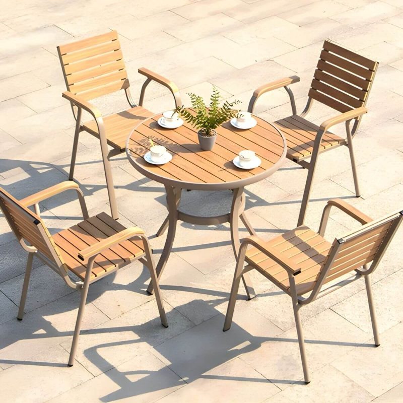"Contemporary Style Wood Natural Patio Table Rectangle Shape for Outdoor - Table Only 59.1"L x 35.4"W x 29.5"H Natural Finish"