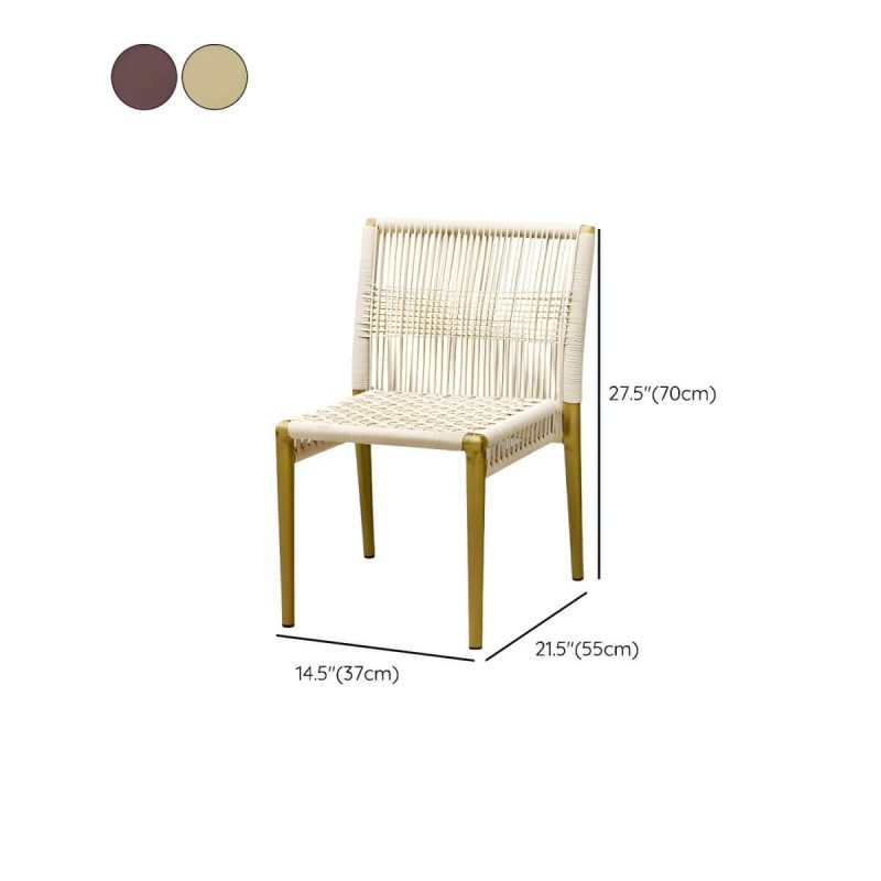 "Dimension of Contemporary Dining Table Set with 2 Woven Chairs for Courtyard - Table & Chair(s) 2 Brown"