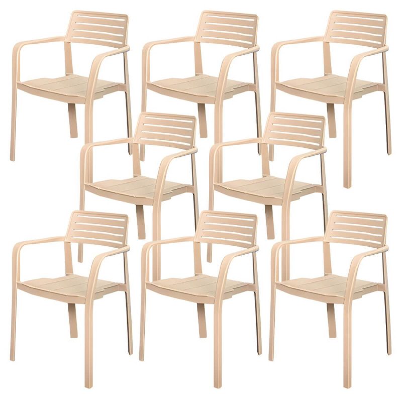 "Metal Dining Side Chair Stacking Outdoor Bistro Chairs with Arm - 8 Piece Set"