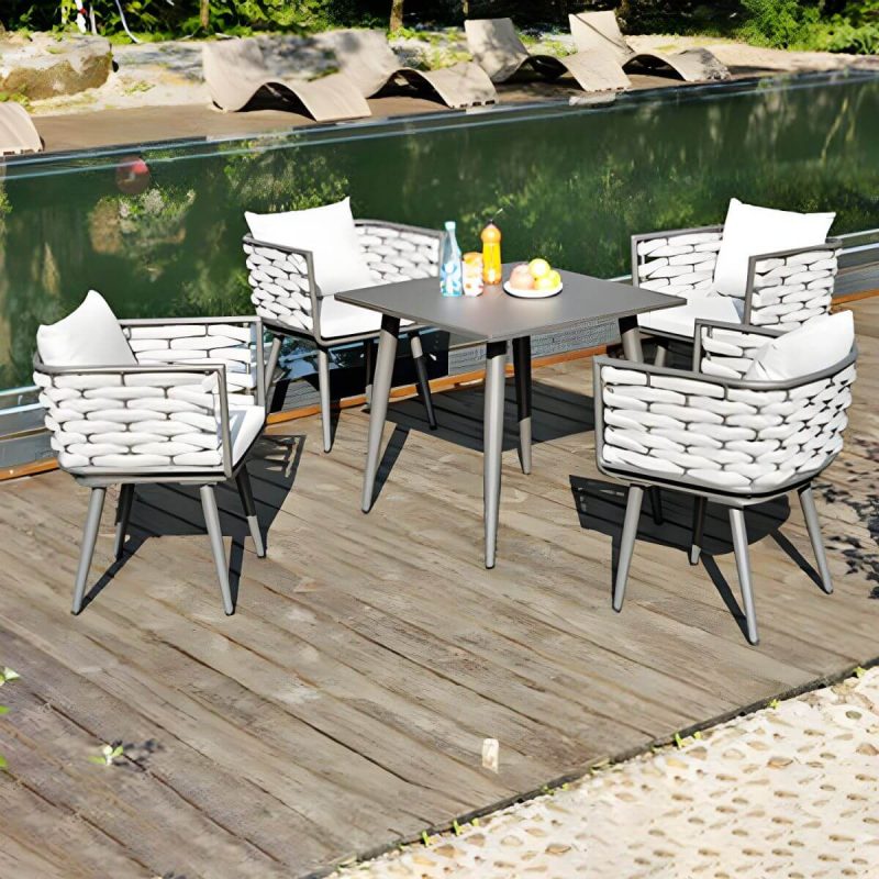"Contemporary Style 1/3/5/7 Pcs Bistro Set Metal Round Bistro Table Set - 80 x 80 x 75 cm Square Table & Chair(s) 4"