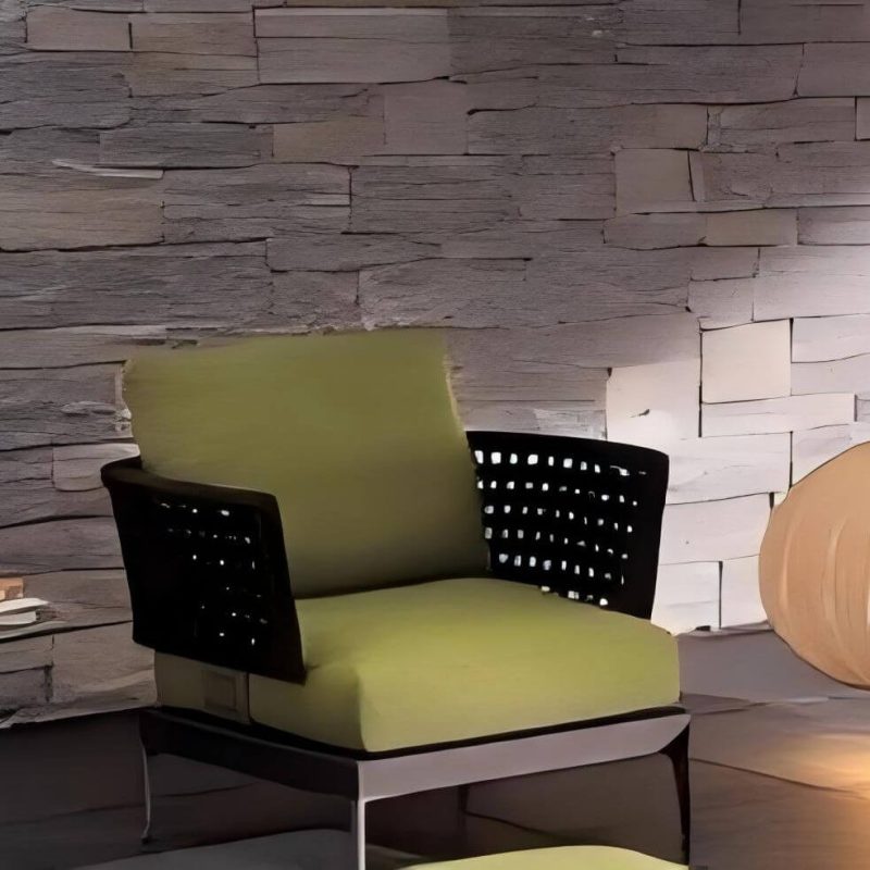 "Trendy Midnight Black Alloy Polyester Single-seat Sofa, Upholstered Back Chair with Dove Grey Pillow, 1-Seater Sofa"