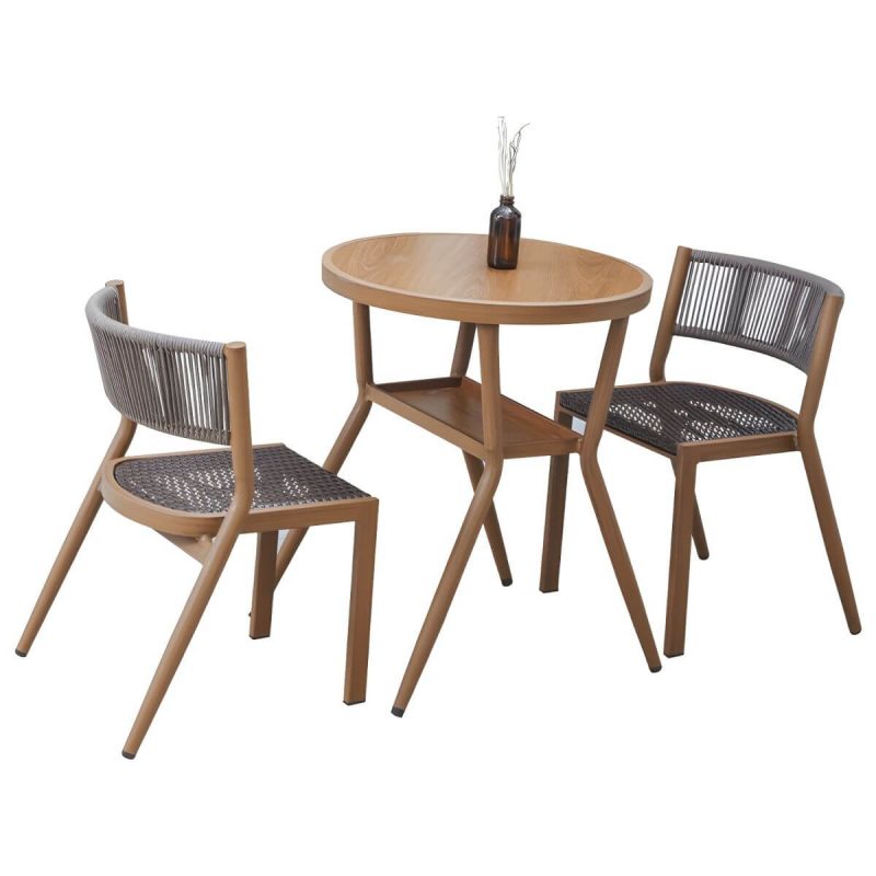 "Modern Style Dining Set Square Metal 1/3 Pcs Dining Table Set - Table & Chair(s) 23.6"L x 23.6"W x 29.5"H 2 Brown-Khaki"