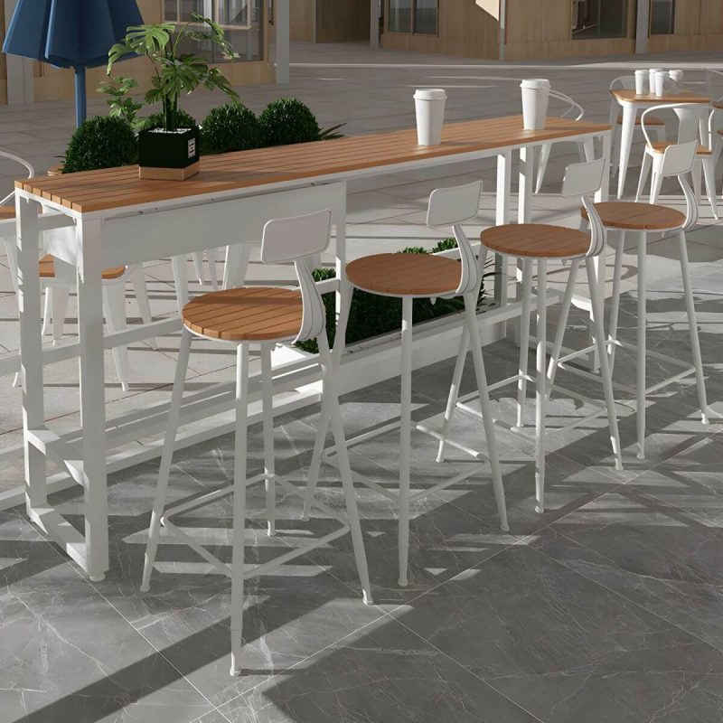 "Industrial Artificial Wood Bar Table Set 1/4/5 Pieces Counter Table Set for Outdoor - Table 70.9"L x 15.7"W x 41.3"H Zero Wood Color"