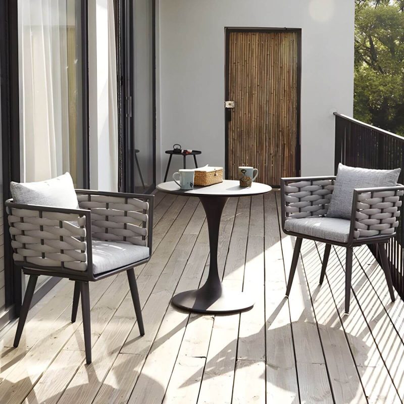 "Contemporary Style 1/3/5/7 Pcs Bistro Set Metal Round Bistro Table Set - 70 x 70 x 72 cm Round Table & Chair(s) 2"