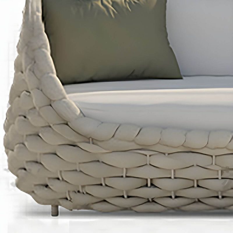 "Waterproof and Durable Modern Metal Patio Sofa with Upholstered Cushions - White 1-Seater Sofa"