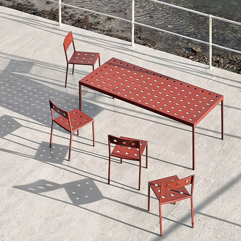 "Industrial Metal Dining Side Chair Open Back Stacking Outdoor Chair - 4 Piece Set Armless"