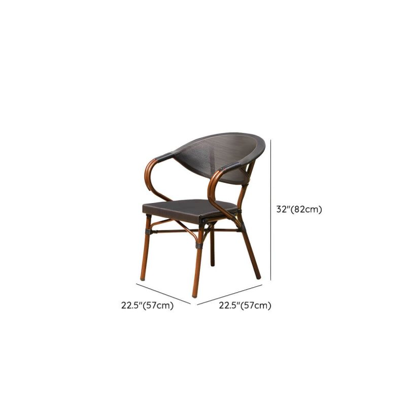 "Dimension of Modern Style Steel Frame UV and Water Protective Outdoor Dining Chair - 22"L x 22"W x 32"H 2 Piece Set"