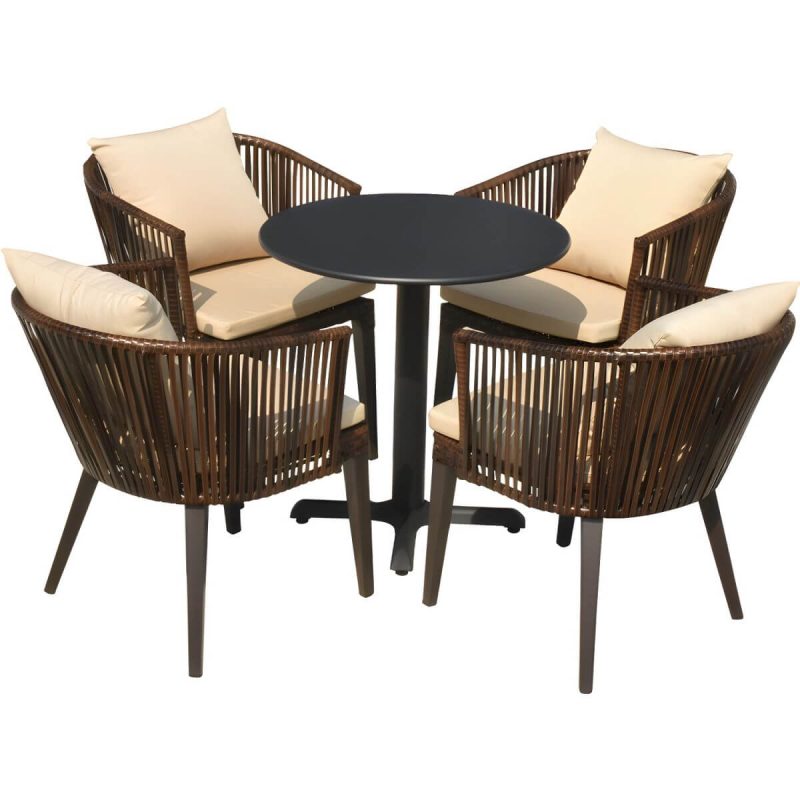 "Modern Wood Patio Dining Table 3/5/7/9 Pcs Black Dining Set for Courtyard - Table & Chair(s) 86.6"L x 35.4"W x 29.5"H 6 Rectangular"