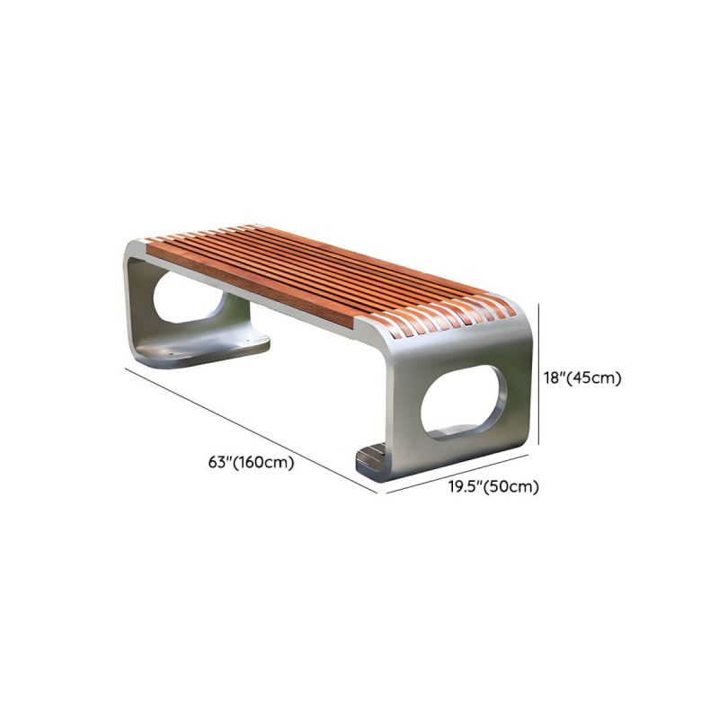 "Dimension of No Distressing Modern Picnic Bench Stainless Steel Cushions Not Included Storage Not Included - Brown"