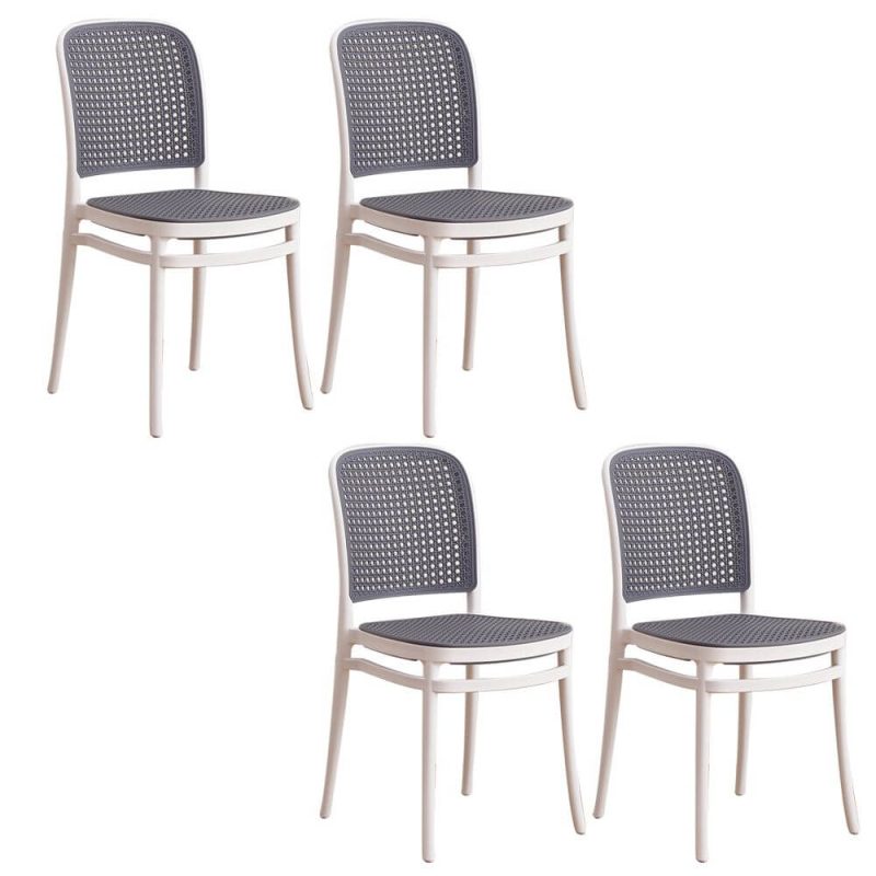"Contemporary Dining Side Chair with Metal Legs Stacking Side Chair - Grey 4 Piece Set"