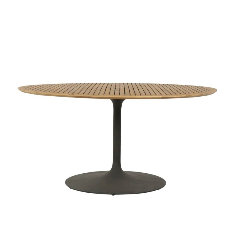 "Tropical Natural Wood Round Patio Dining Table with Sepia UV Resistant Top, 31.5"L x 31.5"W x 28.3"H, Table"