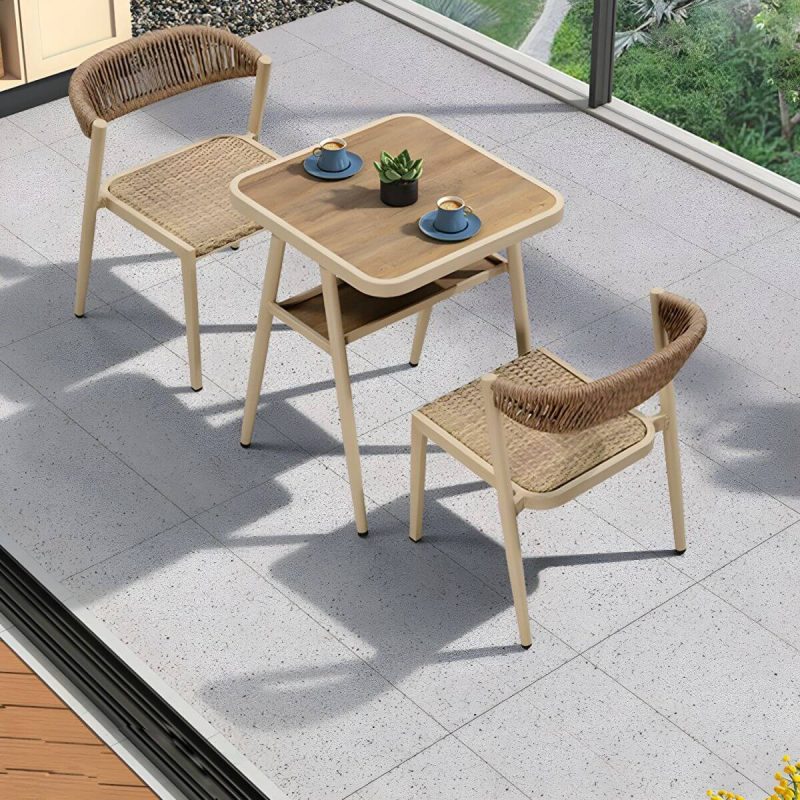 "Natural Patio Table Wooden Contemporary Style in Rectangular Shape - Table Only"