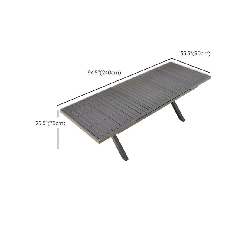 "Dimension of Modern Brown Patio Dining Set with Upholstered Chairs and Weatherproof Metal Frame - Table & Chair(s) 94.5"L x 35.4"W x 29.5"H 6"