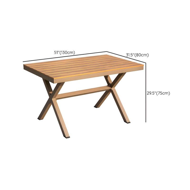 "Dimension of Contemporary Style Wood Natural Patio Table Rectangle Shape for Outdoor - Table Only 51.2"L x 31.5"W x 29.5"H Natural Finish"