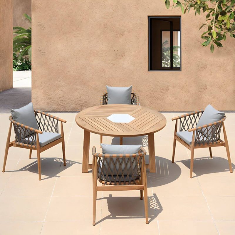 "Bohemian Style Dining Set 1/4/5 Pieces Wood Dining Table Set for Patio - Table 59.1"L x 59.1"W x 28.7"H Zero"