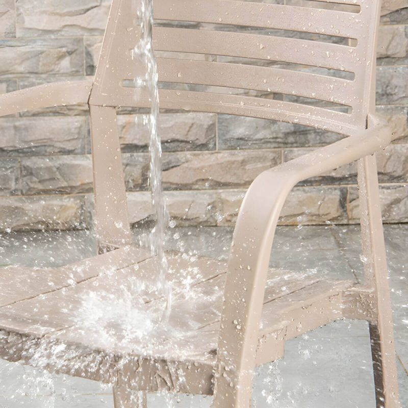 "Metal Dining Side Chair Stacking Outdoor Bistro Chairs with Arm - 8 Piece Set"