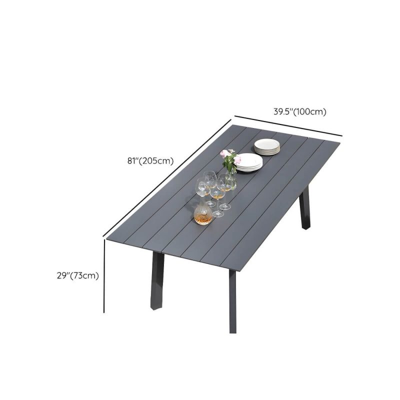 "Dimension of Contemporary Gray 11-Piece Weatherproof Patio Dining Set with Gray Wicker Chairs - Table & 6 Chairs 81"L x 39"W x 29"H"
